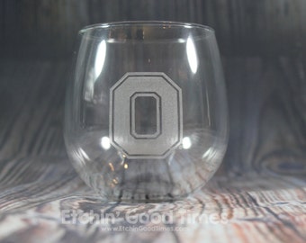 Ohio State STEMLESS Wine Glasses - Officially Licensed Ohio State Block O STEMLESS Wine glasses