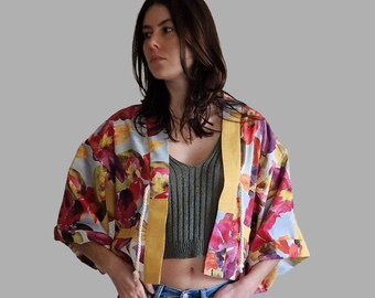 Veste /Kimono /court/ample/Japon/ Haori/ Coton/Lin/Taille unique/Oversize