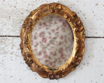 Antique Gold Italian Florentine Oval Wall Mirror – Mid-Century Fancy Frame Home Decor