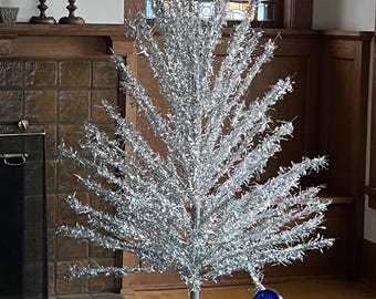 50s Vintage Aluminum Silver Christmas Tree, Soviet Evergleam