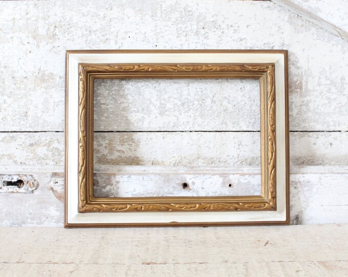 Vintage 5x7 White &amp; Gold Italian Florentine Picture Frame Gold Embossed ...