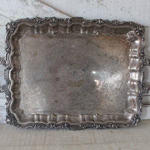 Vintage Silver Plated Serving Tray With Fancy Handles 1960s - Etsy