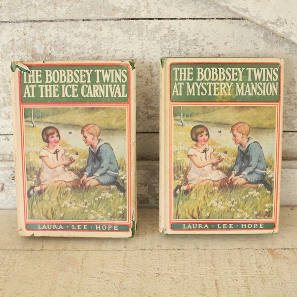 Vintage Bobbsey Twins Books - Bobbsey Twins at the Ice Castle and At Mystery Mansion - 1940s Bobbsey Twin Books - Grosset & Dunlap - 215 pgs