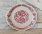 Vintage Syracuse China Restaurantware Platter - Red Transferware Platter - Christmas Platter - Restaurant Diner Platter - Farmhouse Kitchen