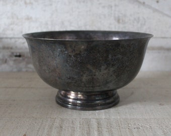 Vintage Paul Revere Style Bowl - Made by W&S Blackington- Large Silver Plate Display Bowl - WS Blackington - Mid Century Silver Plate Bowl