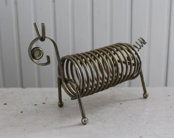 Vintage Gold Wire Caterpillar Note Mail Holder - Brutalist, Modern Note Holder - Mid Century Modern Gold Wire Home Office Desk Accessory