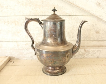 Vintage Silver Plate Coffeepot - Maker's Mark Brady Flora #3015 - Silver Set Coffee Server - Tarnished Silver Coffee Pot for Use or Display