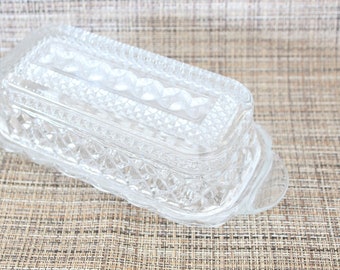 Vintage Wexford Glass Covered Butter Dish - 1970s Covered Butter Dish - Wexford Glass Butter Dish - 2-Pc Pressed Glass Covered Butter Dish