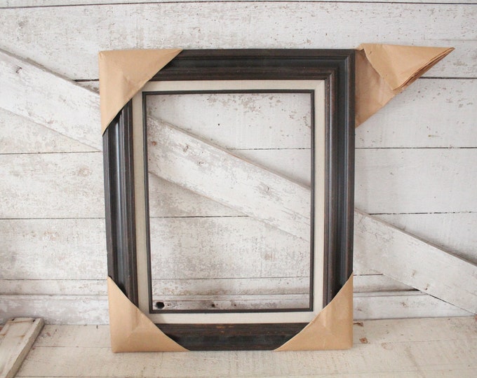 Vintage Rustic Wood 12x16 Frame in Medium Pine Finish Large 12x16 Frame Heavy Wooden Frame Made