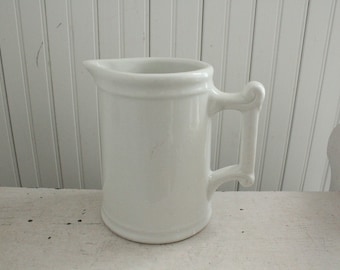 Vintage Ironstone Milk Pitcher - Antique Ironstone, Straight Handle - Ironstone Pitcher/Creamer - Cottage, Country, Farmhouse Kitchen Decor