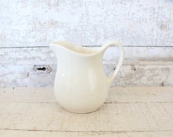 Vintage Restaurantware Ironstone Pitcher - White Ironstone 1950s Pitcher - Ironstone Pitcher/Creamer - Cottage, Farmhouse, Country Ironstone