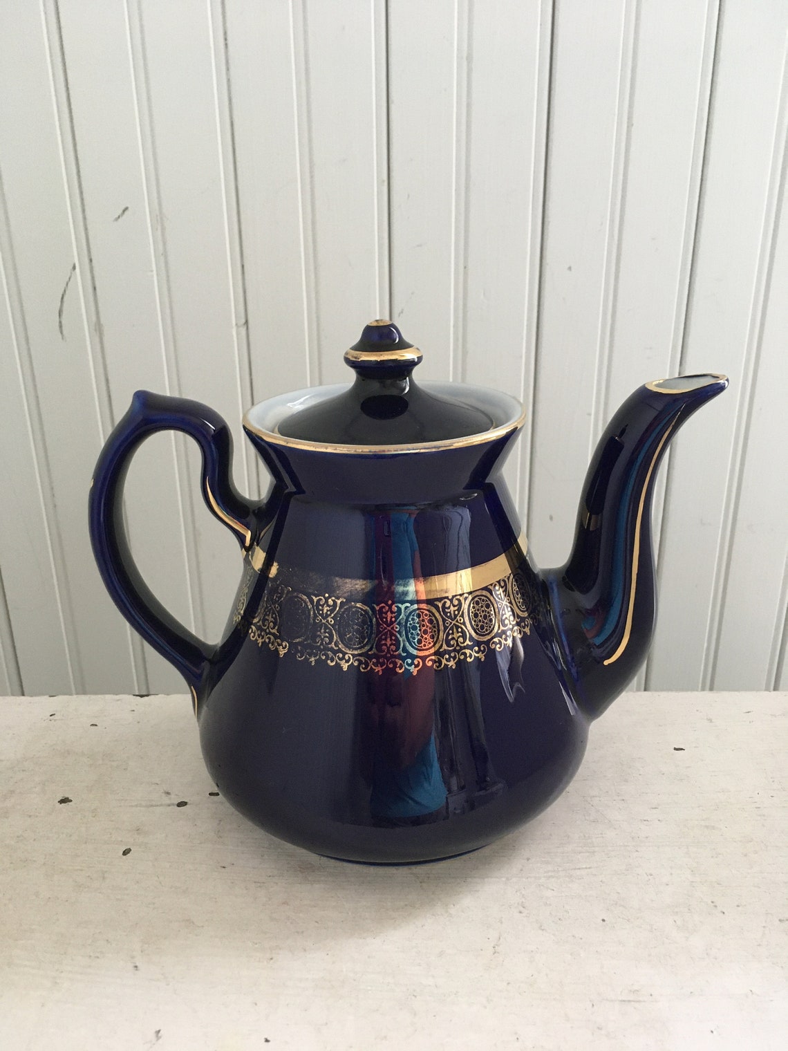 Vintage Hall Teapot 063X Cobalt Navy Blue Hall Teapot Made Etsy