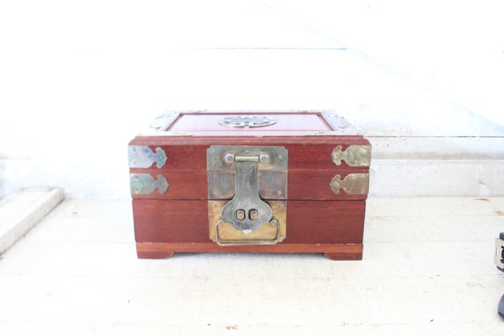Japanese Jewelry Chest with Antique Gold Brass Ha… - image 6