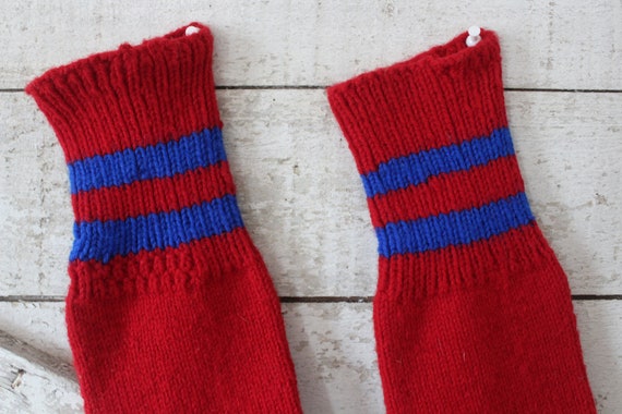 Vintage Hand Knit Red Wool Socks - Mid Century Hu… - image 3