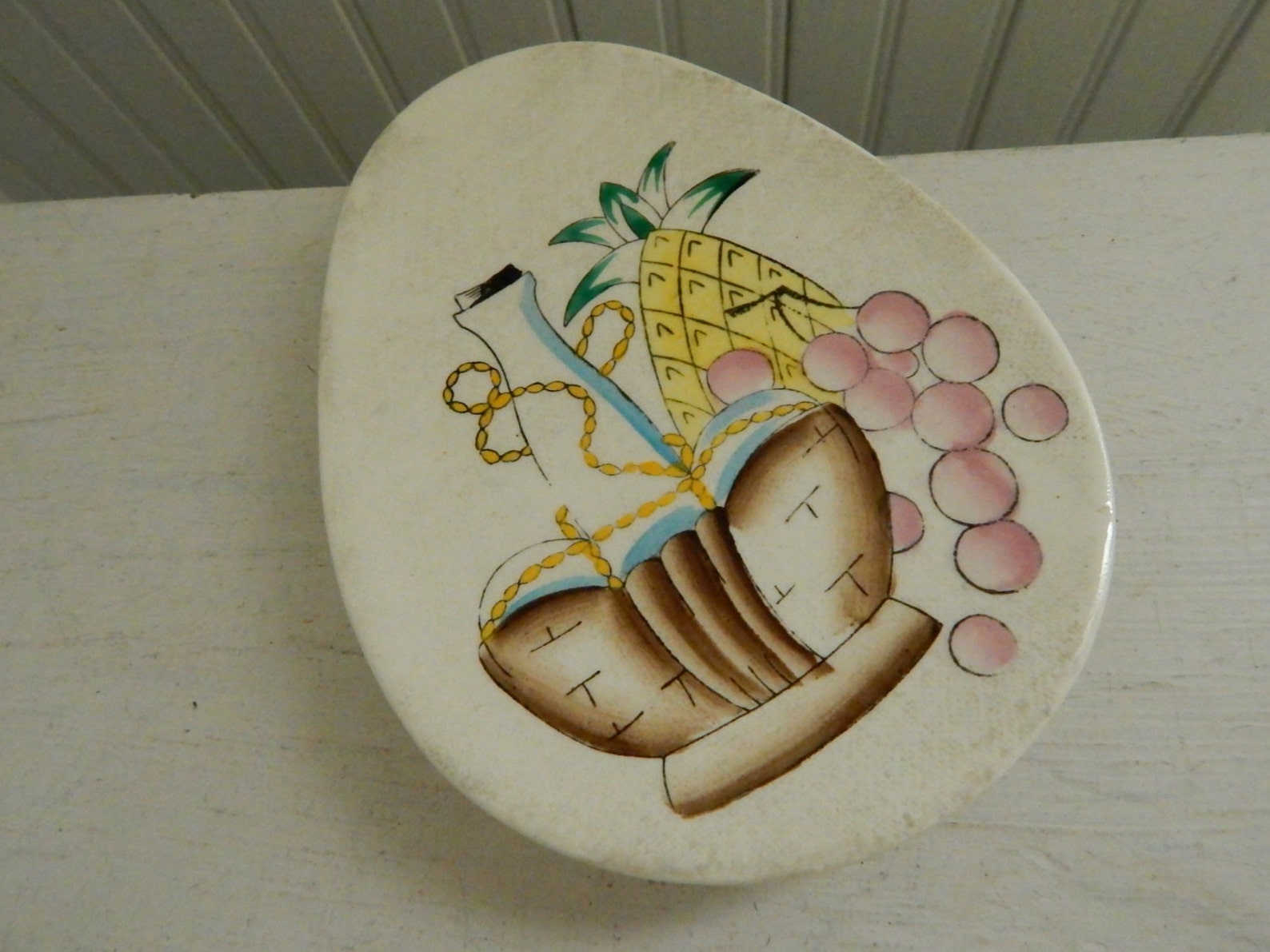 Lefton Mid Century Modern Hand Painted Ceramic Spoon Rest Etsy