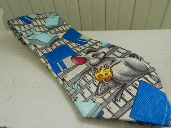 Computer Geek Novelty "Mouse" Men's Necktie - Vin… - image 3