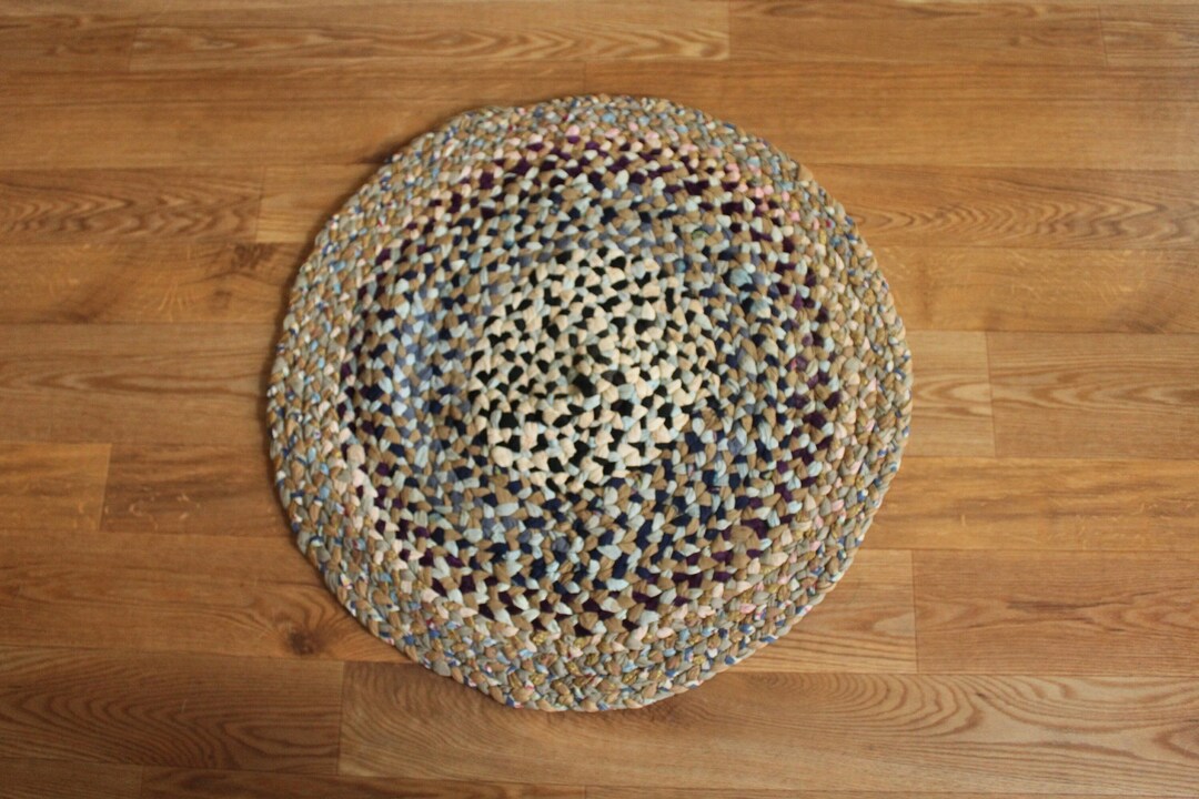 Vintage Braided Rag Rug 1960s Rag Rug / Mixed Colors 1960s Kitchen