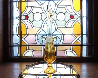 Vintage Viking Glass Six-Petal Amber Vase - 16" Tall Swung Viking Glass Amber Vase - Collectible Tall Swung Glass Vase - Mid Century Modern