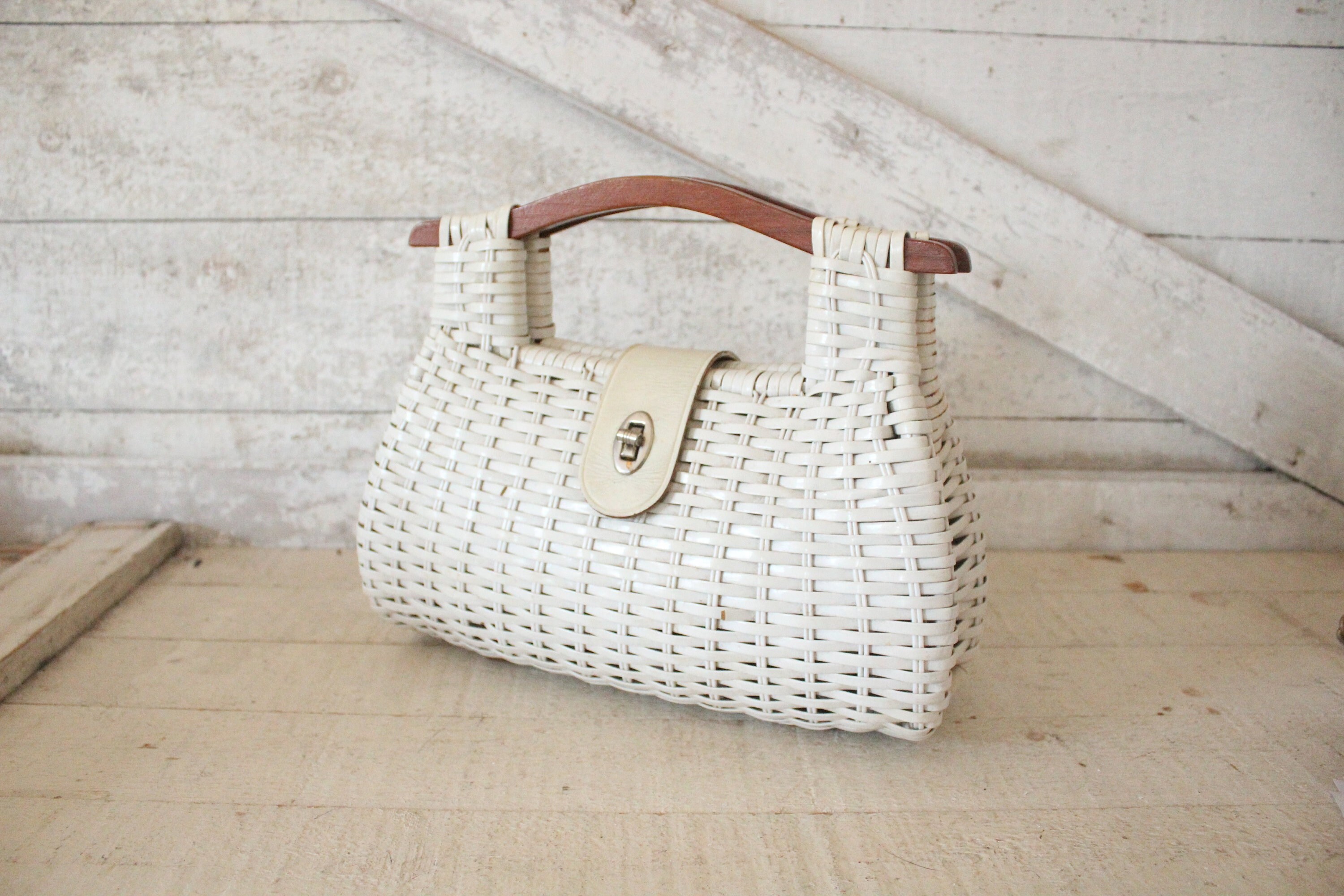 White Wicker Bag Etsy