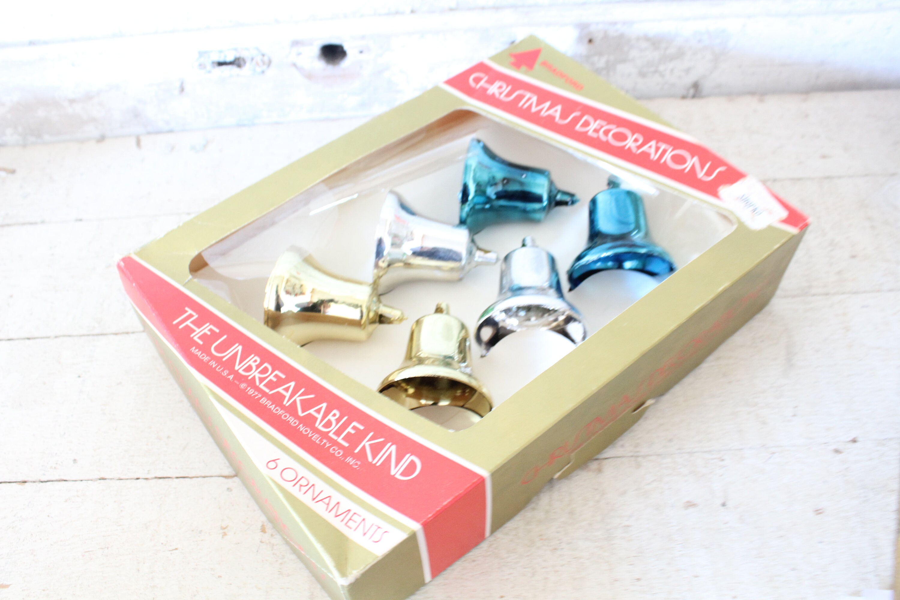 Vintage 1970s Bradford Unbreakable Bell Ornaments - Set of Six