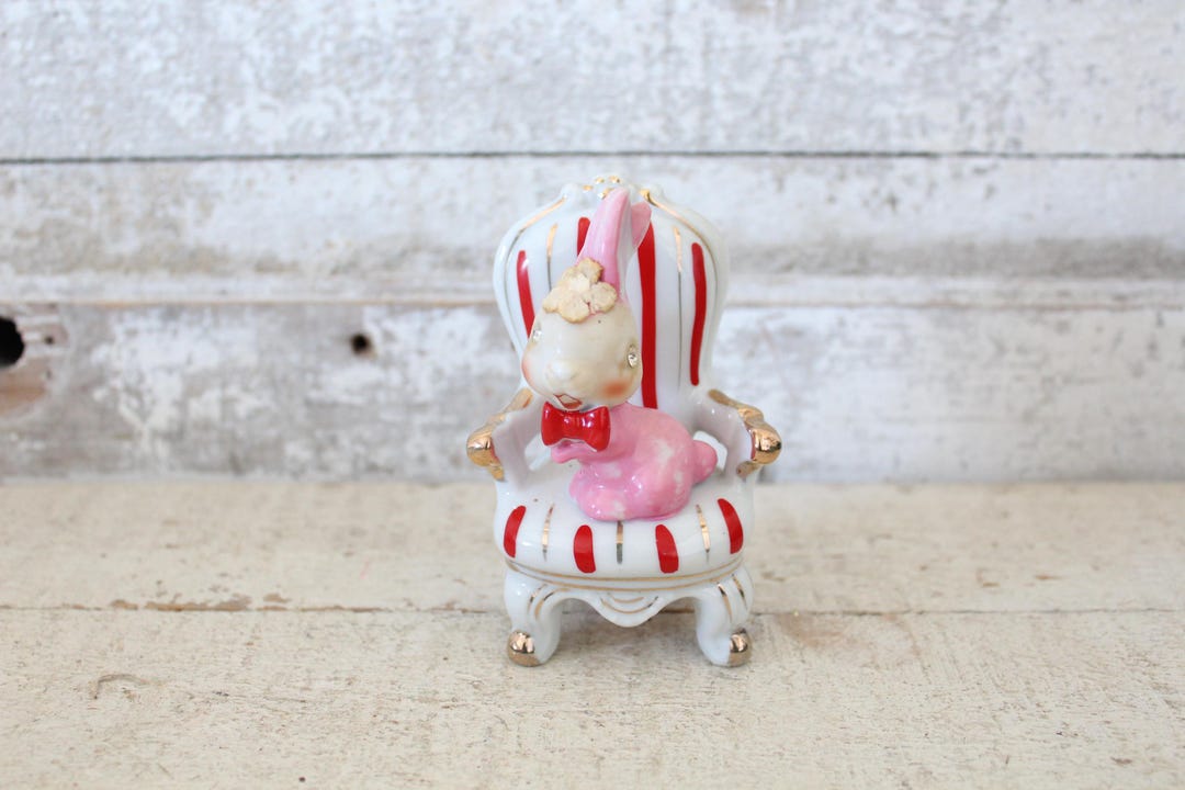 Vintage 1960s Enesco Bone China Rabbit Figurine - Easter Bunny ...