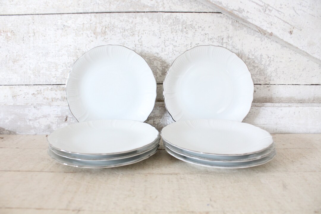 Vintage White Lunch, Dessert, Salad Plates Couture Collection Fine