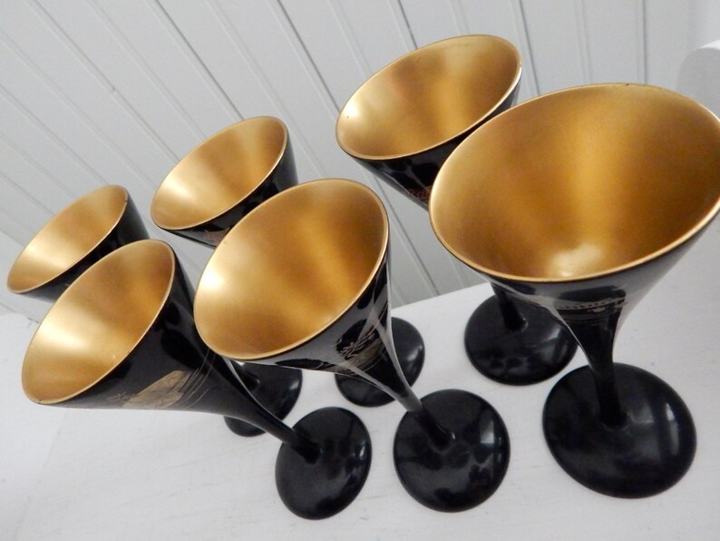 Japanese Lacquer Cocktail Shaker and Six Glasses Asian Etsy
