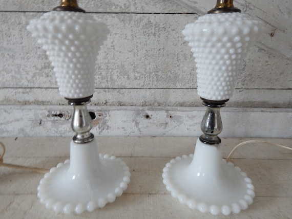 Hobnail Milk Glass Bedside Table Lamps Pair of Bedroom Reading Lights Guest Room Decor Girls Room Lighting Vintage Milk Glass Lights Hobnail Milk Glass Bedside Table Lamps Pair of Bedroom Reading Lights Guest Room Decor Girls Room Lighting Vintage Milk Glass Lights