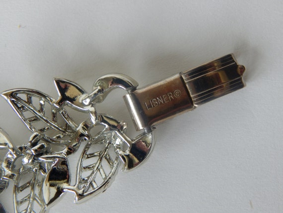Vintage Silver Filigree Lisner Bracelet - Silver … - image 4