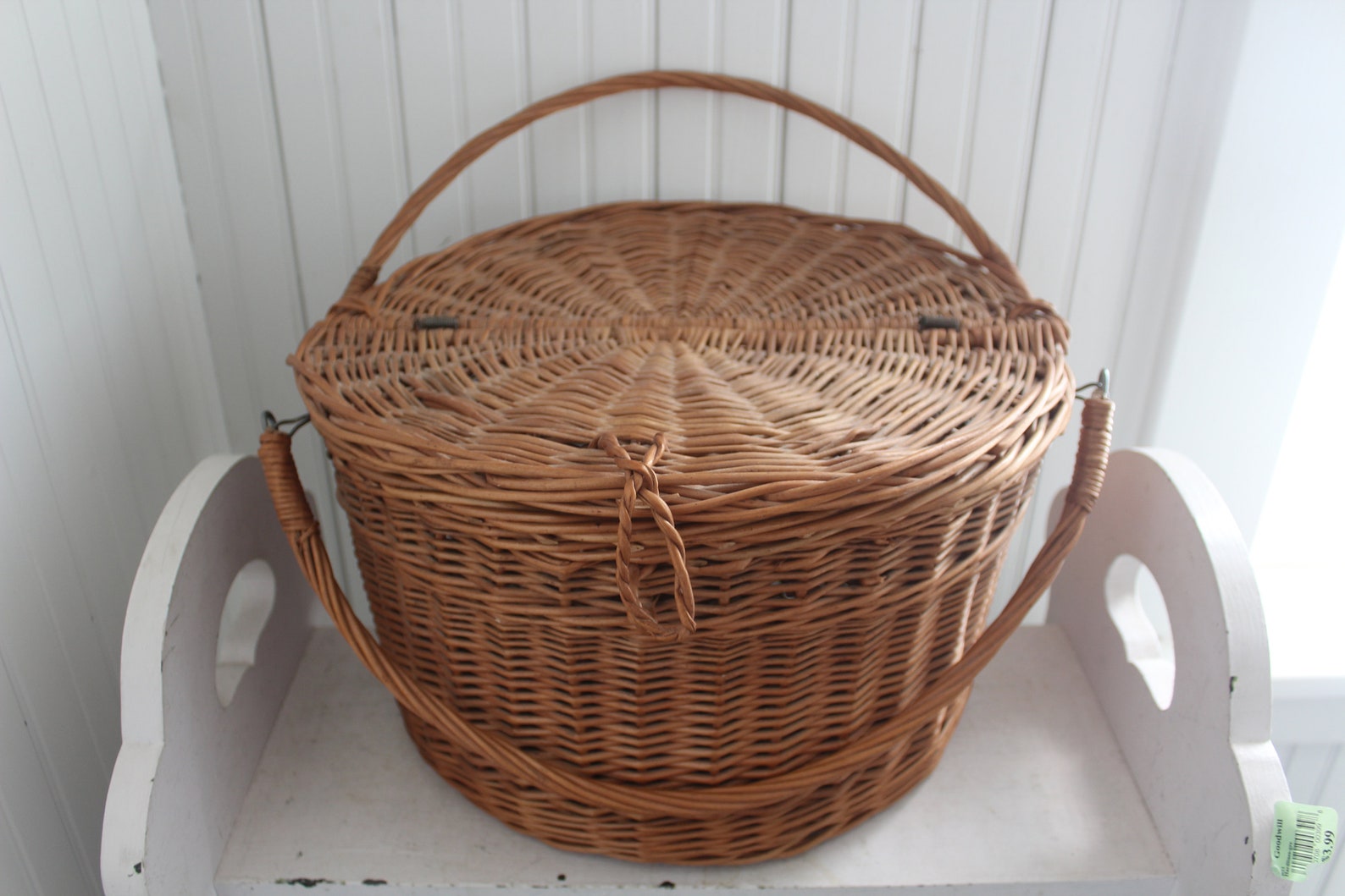 Vintage Round Picnic Basket Woven Wicker French Style Round Etsy