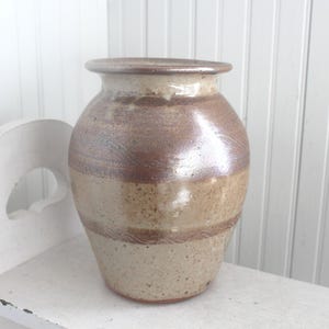 Hand Thrown Studio Pottery Vase - Signed & Dated by Artist - Large Hand Crafted Art Pottery Vessel - Rustic Pottery Vase - Gray Bronze Vase