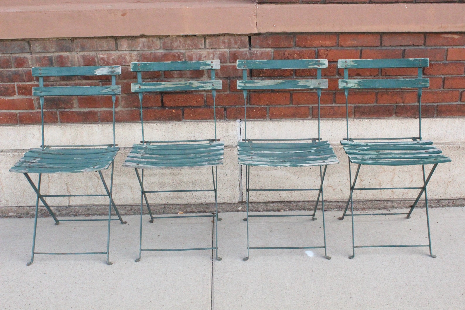 Vintage French Folding Garden Chairs Wood Slat & Metal Etsy