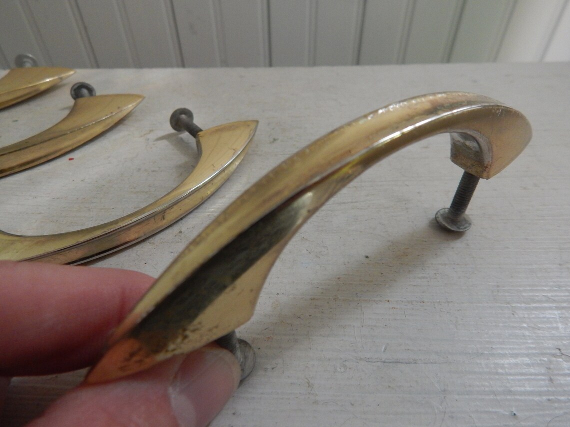 Mid Century Brass Kitchen Cabinet Hardware Cupboard Handles - Etsy 日本