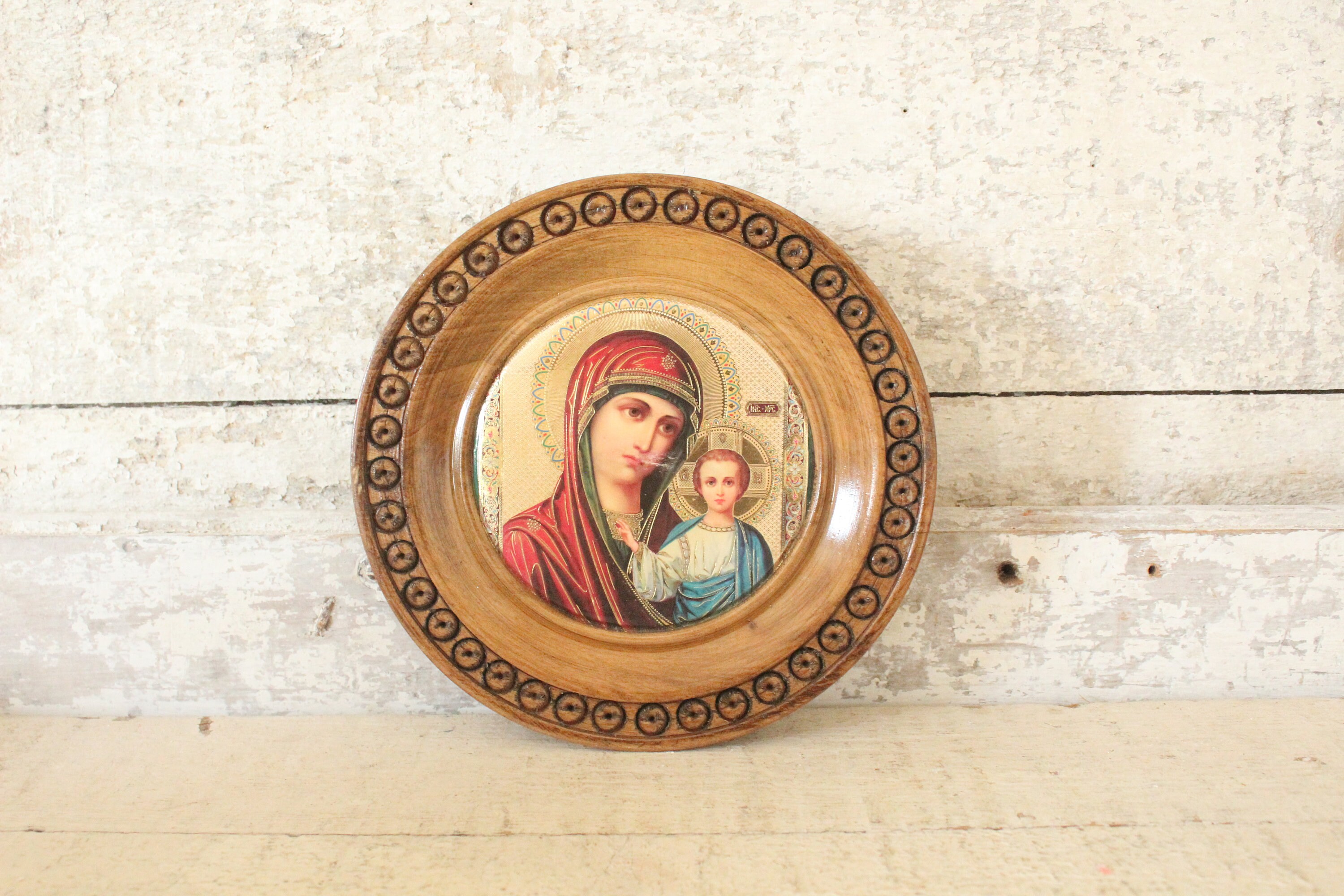 Vintage Italian Florentine Wood Religious Madonna Mary With Christ ...