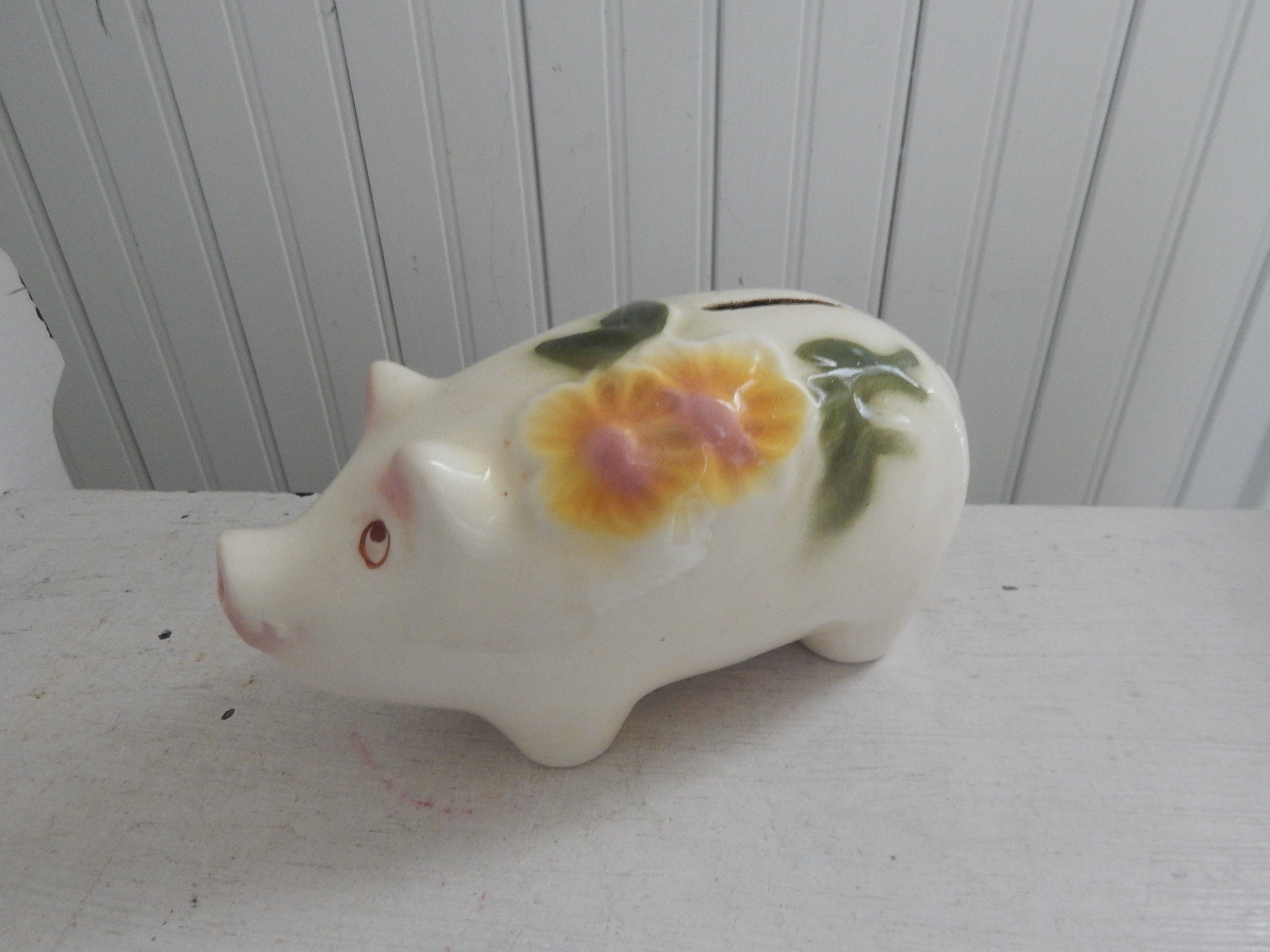 1940's Vintage Gold Piggy Bank  Chalk Ware Piggy Bank - Ruby Lane