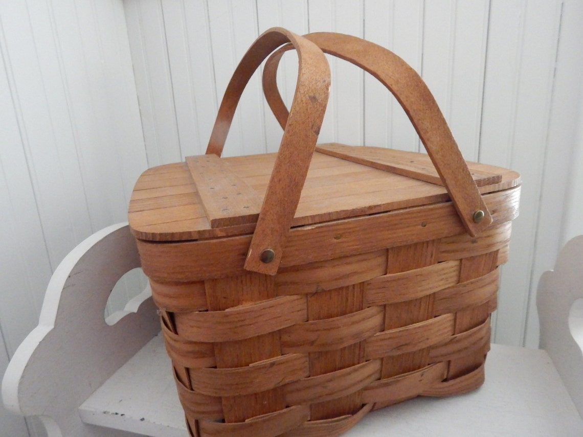 Basketville Putney Vermont Hickory Splint Picnic Basket Etsy