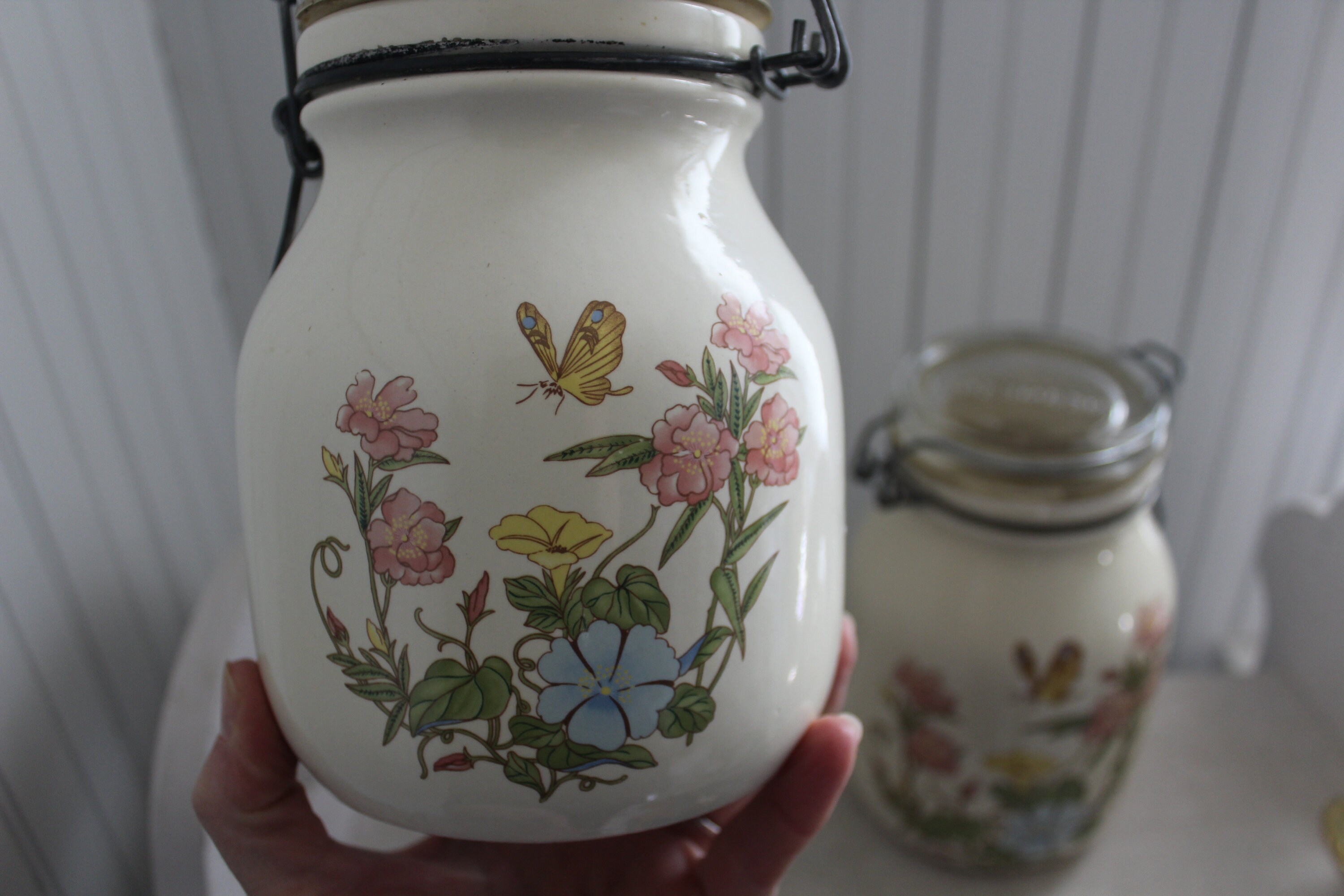 Vintage Hermetic Canister Jar Set Jarro de bote de marfil Etsy