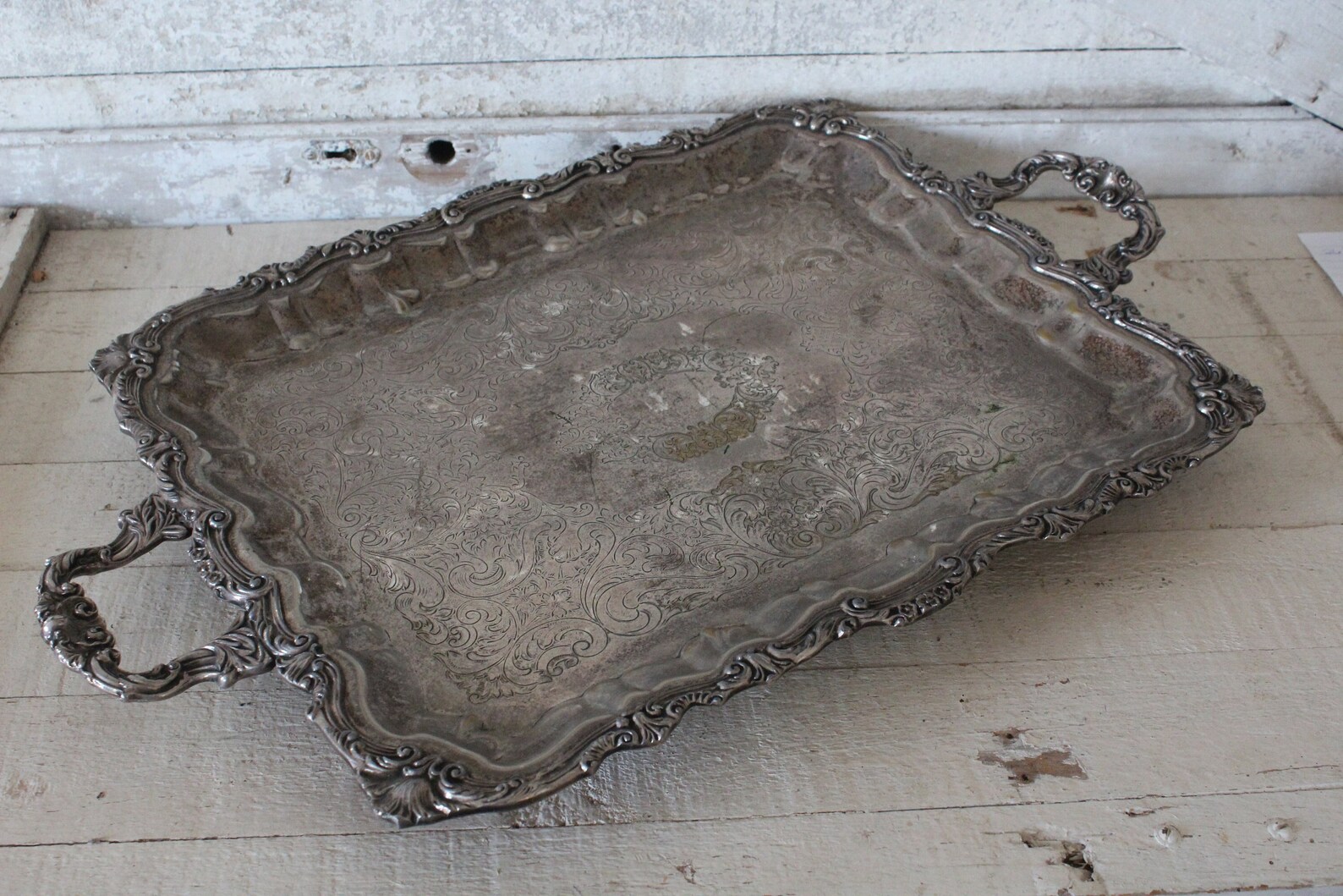 Vintage Silver Plated Serving Tray With Fancy Handles 1960s Etsy