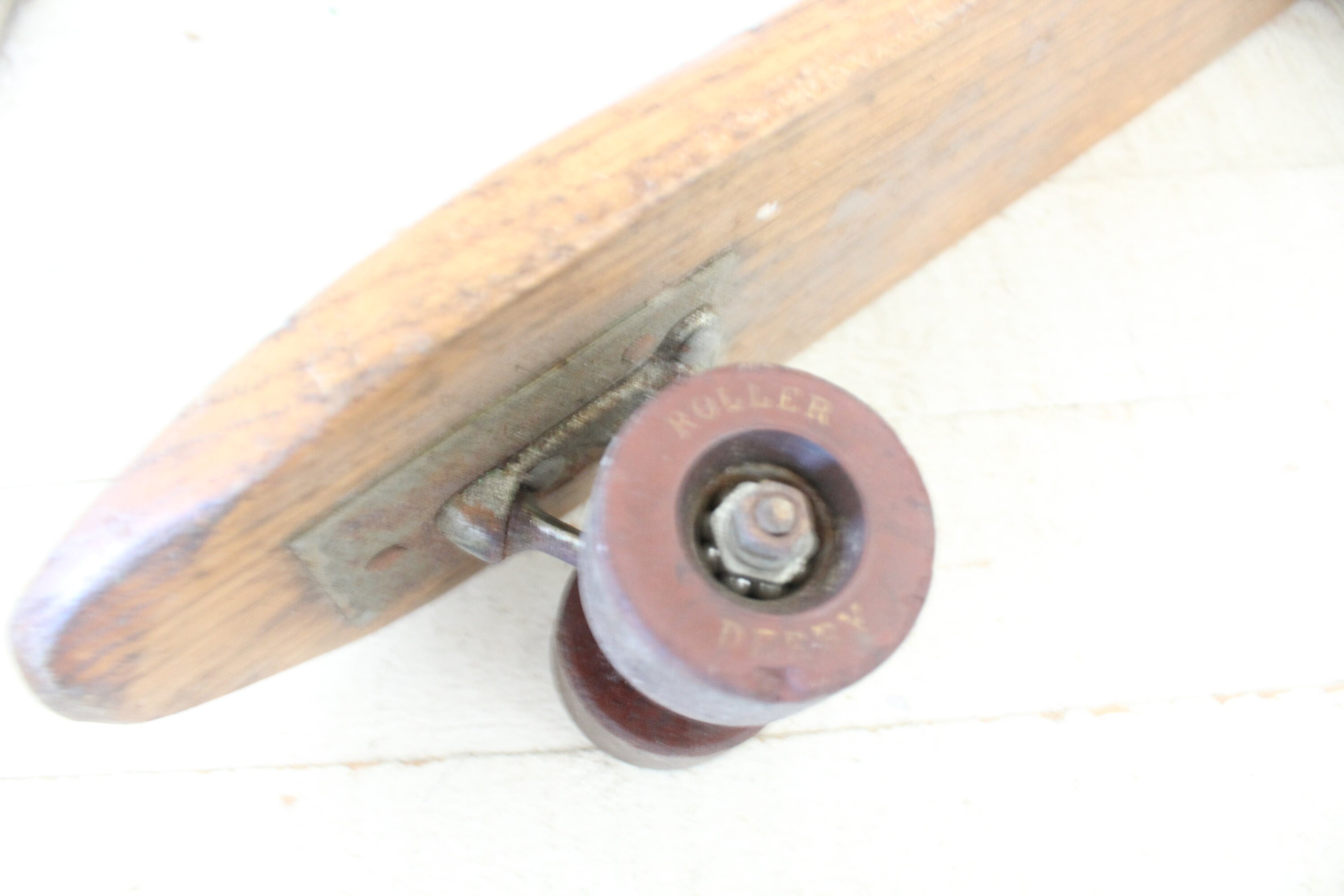 Vintage 1960s Surfboard Skateboard - Mid Century Heavy Oak