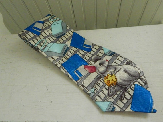 Computer Geek Novelty "Mouse" Men's Necktie - Vin… - image 1