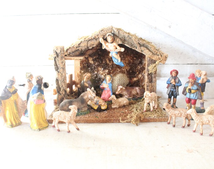 Vintage Fontanini Style 21piece Nativity Manger Set Unbreakable Creche