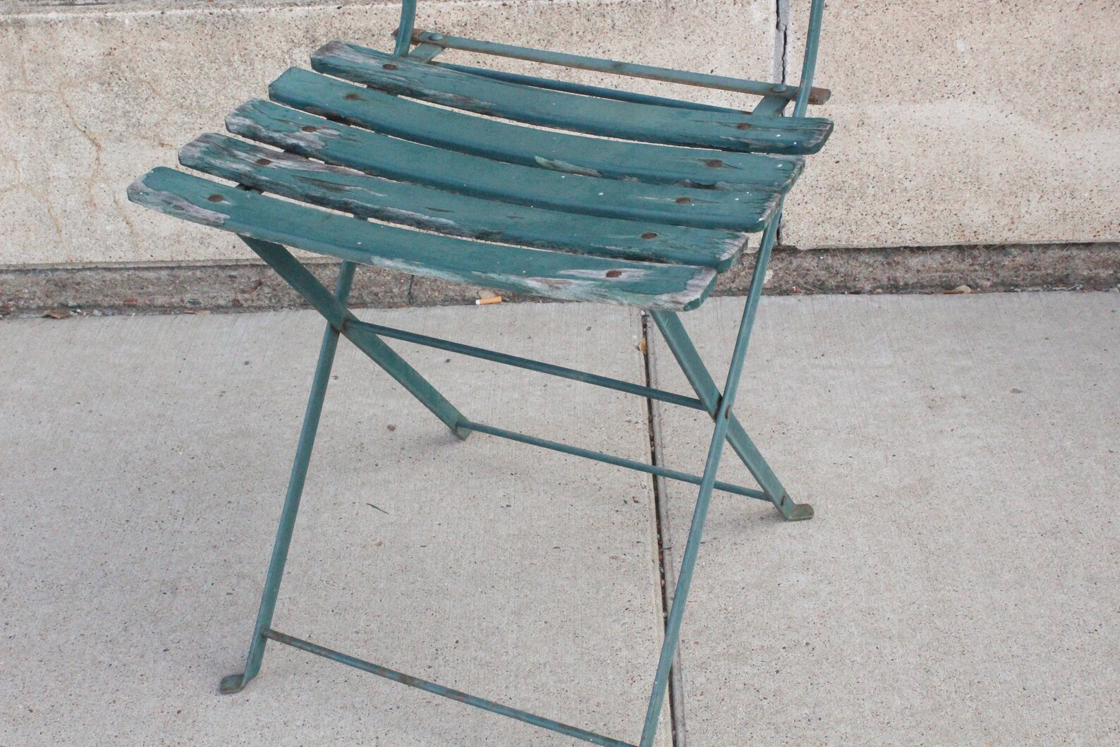 Vintage French Folding Garden Chairs Wood Slat & Metal Etsy