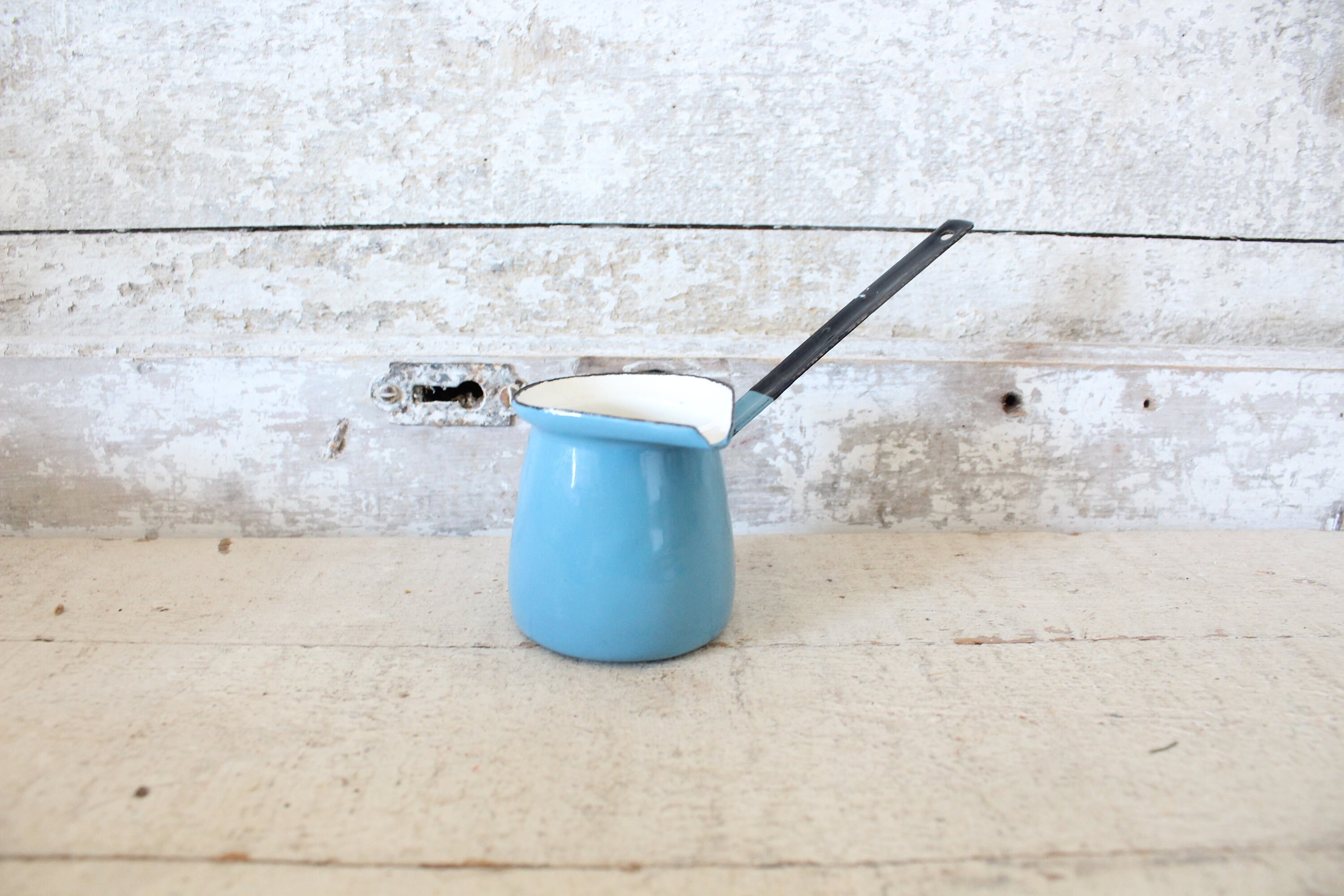 Vintage Long Handled Blue Enamel Ladle Measuring Cup - Blue Vintage Long Handled Blue Enamel Ladle Measuring Cup - Blue