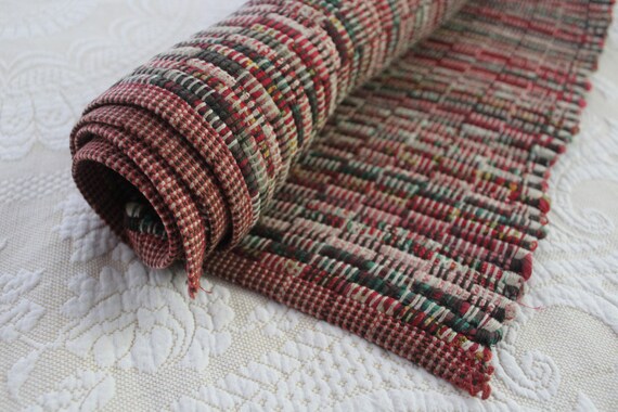 Hand woven Cotton decor Vintage multi color cotton rug Hand woven farmhouse runner Cottage house long runner