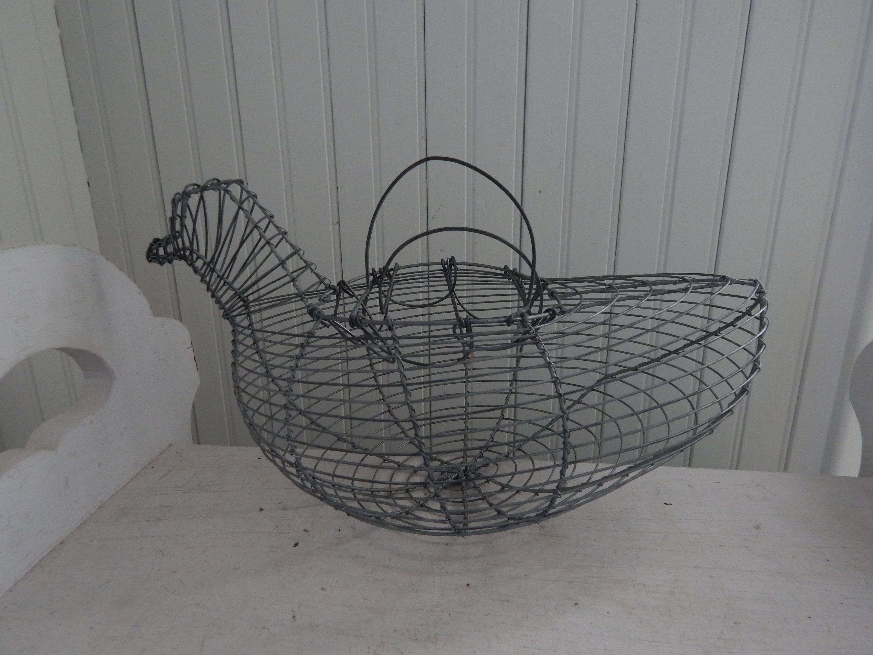 Wire Chicken Egg Basket Galvanized Wire Chicken Egg Basket Etsy