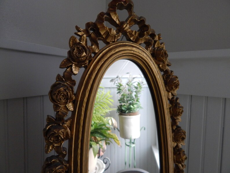 Antique Gold Rosette Mirror Hollywood Regency Styling Antique Gold Rosette Mirror Hollywood