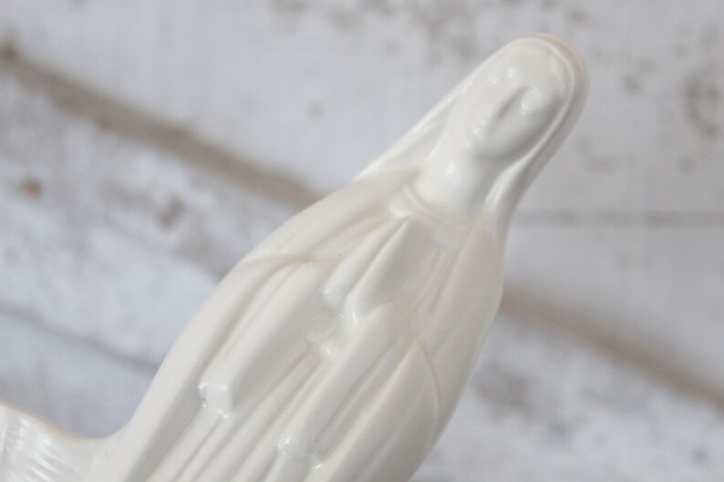 Vintage Matte White Art Pottery Madonna Indoor Planter Tall Madonna