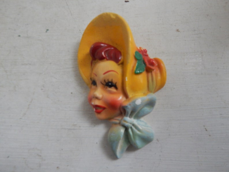 Vintage Chalkware Girl and Boy  Set of Two Matching Chalkware image 2