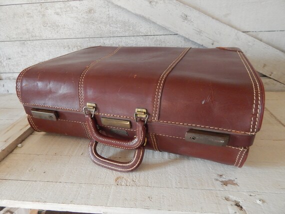 Maleta de cuero cosido Equipaje vintage hecho por ABC | Etsy España