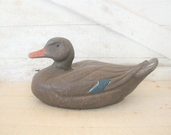 Vintage 1950s Carry Lite Mallard Hen Paper Mache' Duck Decoy - Mid Century Mallard Hen Duck Decoy - Very Good Condition Original Paint Decoy